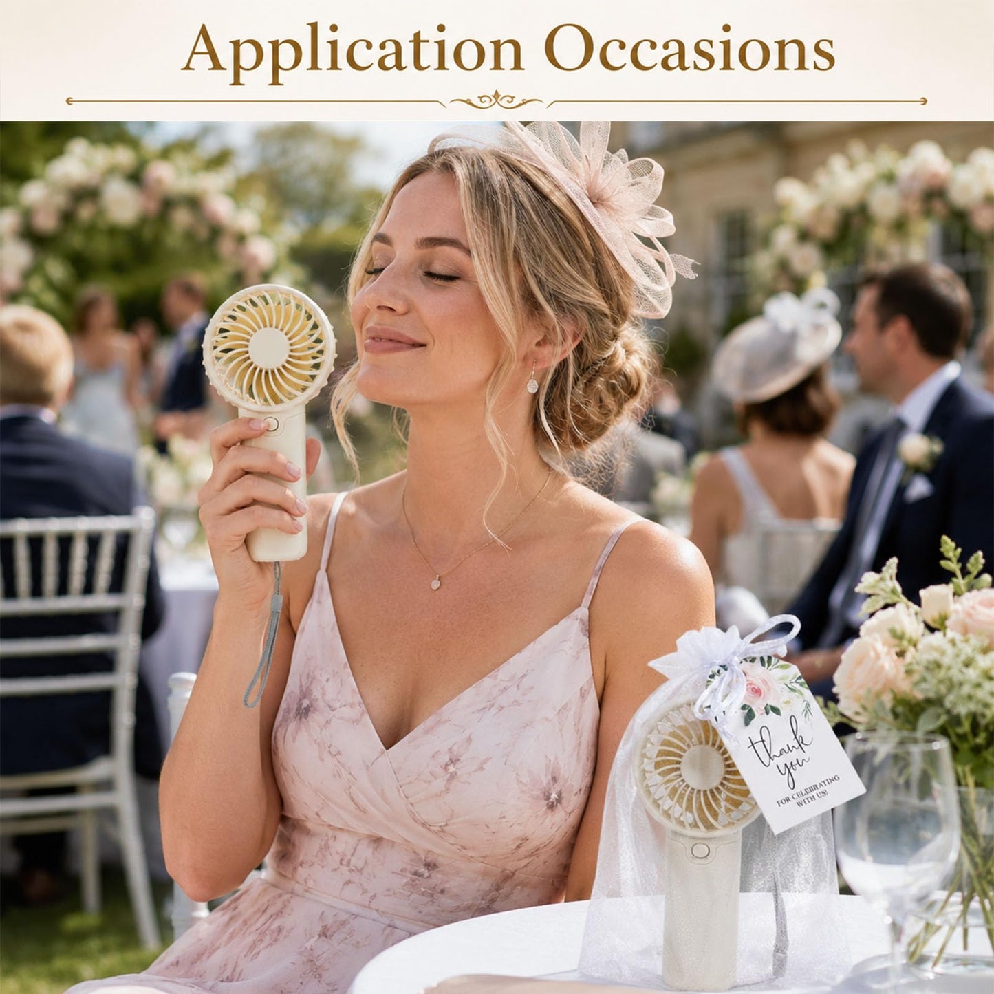 PROY 100 Pack Mini Fans Bulk, Portable Fan Bulk with Thank You Cards and Gift Bags, Wedding Favors Sets with Lanyard for Bridal Shower, Travel and Summer Beach Party