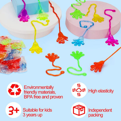 40PCS Glitter Sticky Hand Birthday Party Favors for Kids 4-8 8-12 Summer Goodie Bag Stuffers Classroom Treasure Box Toys Carnival Prizes Bulk Treat Trinket Pinata Fillers Mini Stuff End of Year Gifts