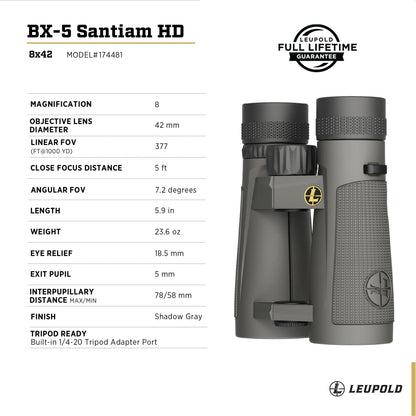 Leupold BX-5 Santiam HD Binoculars, 8x42mm (174481)