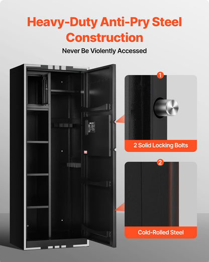 VEVOR 4 Gun Safe, Long Gun Cabinet for Rifles and Pistols, Quick Access Rifle Safe with 3 Ammo Slots and 2 Adjustable Racks, Large Digital Cabinet with Key and Password Lock(Assembly Required)