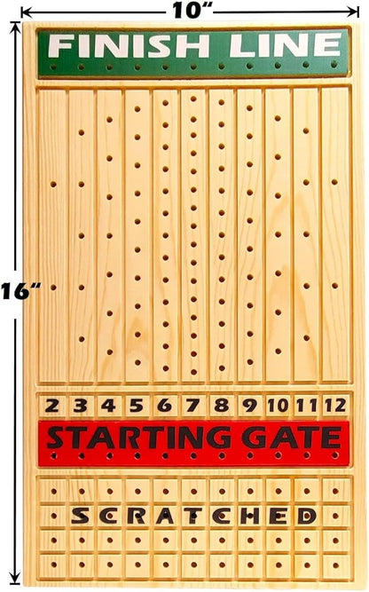 Horse Racing Game for Adults Luxurious Metal Horses (Silver Black) on 16' Pine Wood Board Dice &amp Card Included