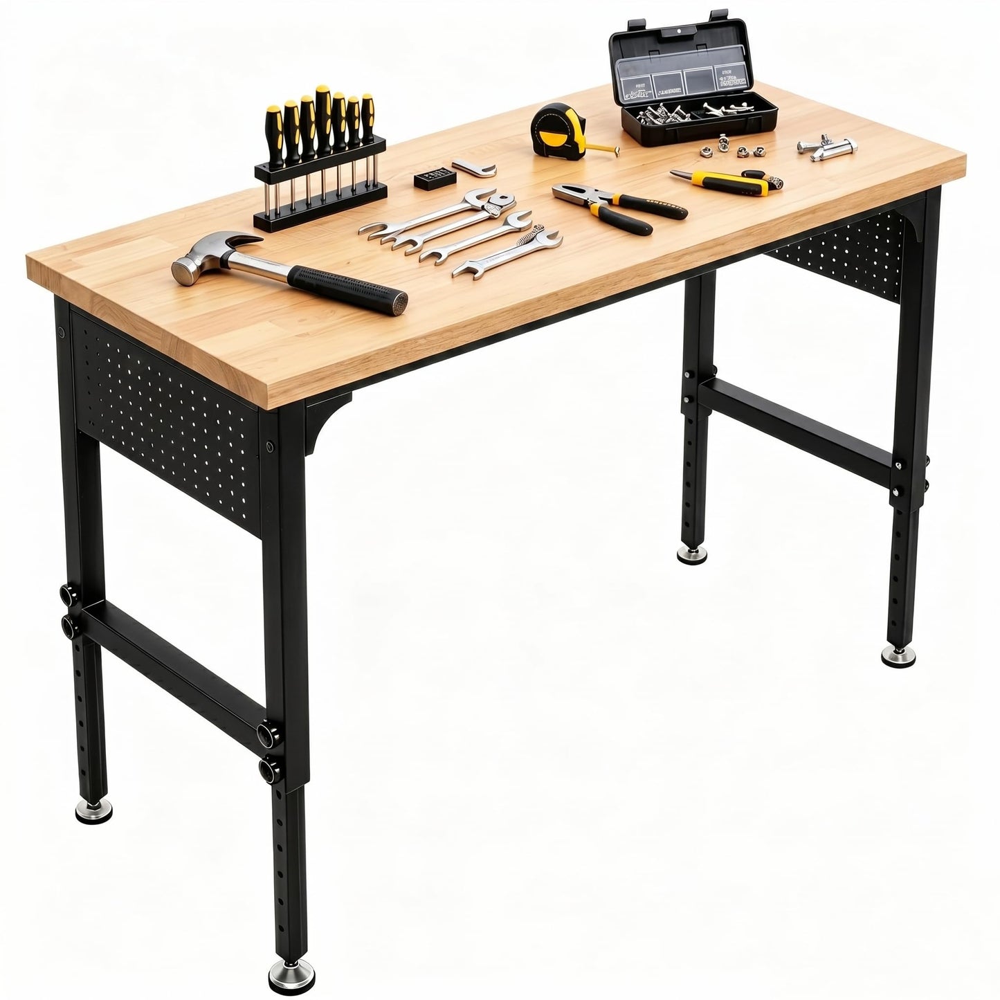 60" Heavy-Duty Garage Workbench, 2300LBS Capacity Work Table with Power Strip, Work Bench for Garage, Workshop, Office, Warehouse & Home