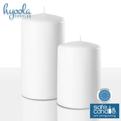 Hyoola White Pillar Candles 2-inch x 4-inch - Unscented Pillar Candles - Set of 4 - European Made