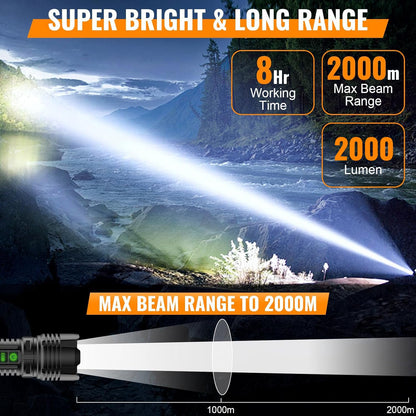 Hoxida Camping Lanterns Flashlight Rechargeable High Lumens- 2000 Meters Long Beam Super Bright LED Flashlight, Waterproof Camping Tent Lights 5 Modes, Zoomable Handheld Flashlight Lantern 4pcs