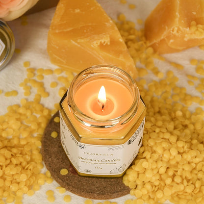 Olorvela Jar Beeswax Candles-100% Natural Pure Beeswax Candles,5oz Unscented Beeswa Candle,Up to 30 Hours Burn Time, Bees Wax Candles for Decor,Party,Christmas 1 Pack