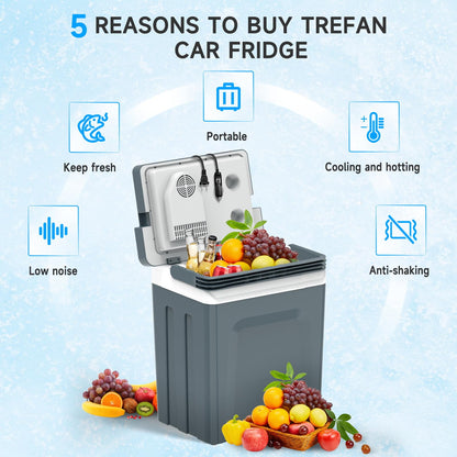 SHAREWIN 25L Portable Electric Cooler & Warmer, Small Refrigerator with Handle, 110V AC and 12V DC Car Fridge, Camping/Outdoor/Travel Cooler for Vehicles & Trucks, Grey