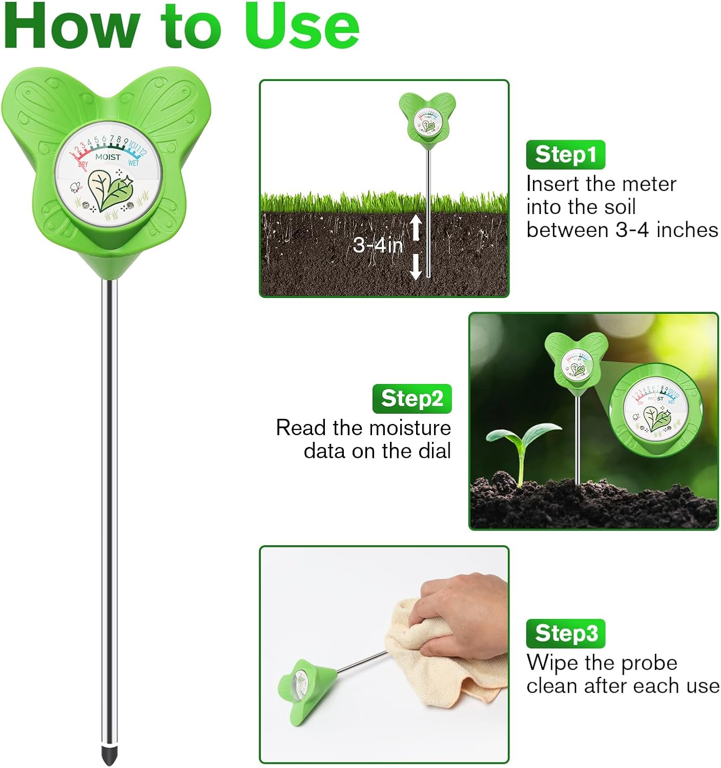 UNIWA Soil Moisture Meter - Essential Plant Water Monitor for Indoor & Outdoor Gardening