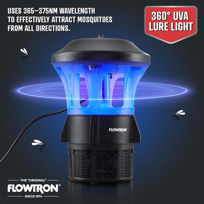 Flowtron Outdoor Bug Trap | UV Light & Powerful Fan Fly Killer with ½ Acre Coverage | Quiet Insect Control & Weather Resistant | Easy Clean Collection Chamber | Patio Deck Yard | ETL Certified