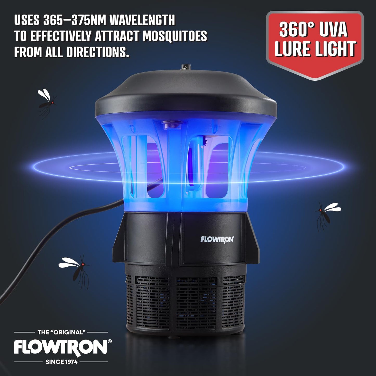 Flowtron Outdoor Bug Trap | UV Light & Powerful Fan Fly Killer with ½ Acre Coverage | Quiet Insect Control & Weather Resistant | Easy Clean Collection Chamber | Patio Deck Yard | ETL Certified