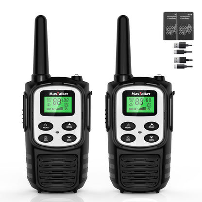 Walkie Talkies Long Range for Adult, MT10 Rechargeable Walkie Talkies FRS Two Way Radio, NOAA, 1200mAh Li-ion Battery USB-C Cable, LED Flashlight, VOX Walkie Talkie for Hiking Camping 2Pack
