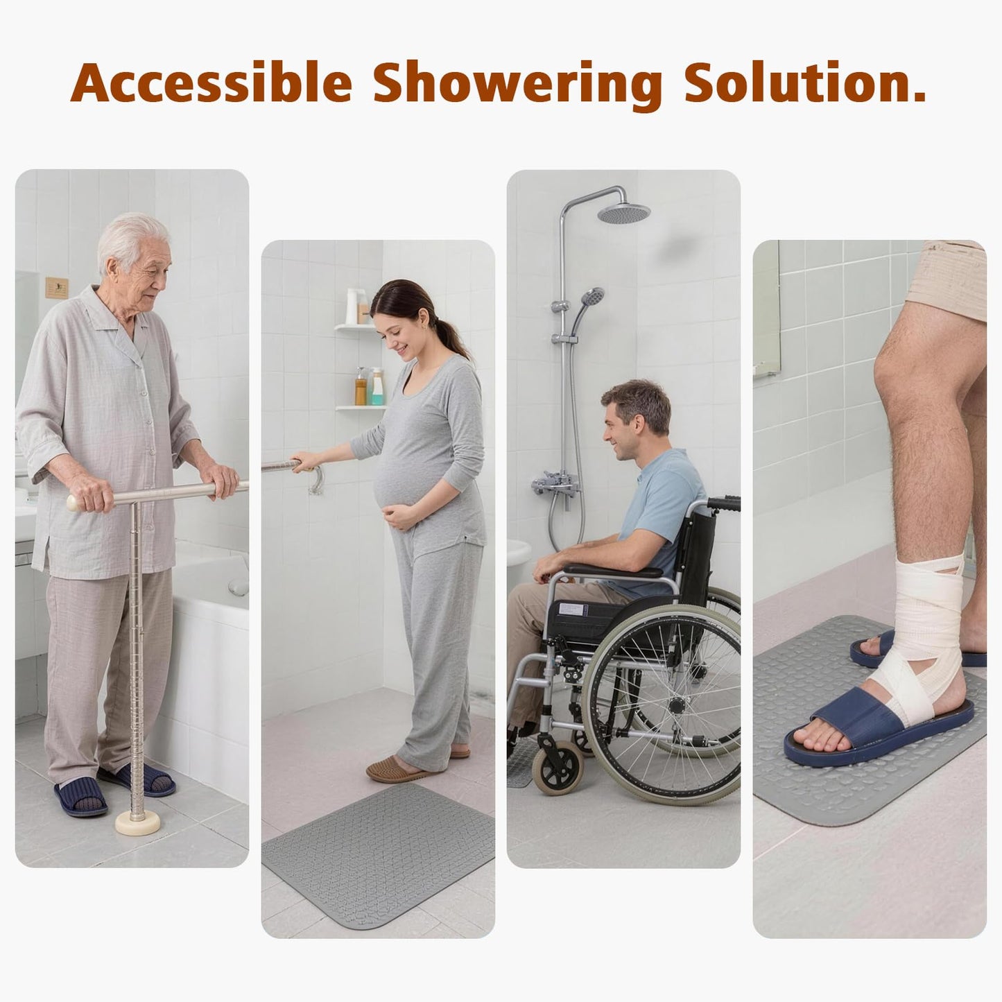 NNN Solid Teak Folding Shower Chair - Pivoting Backrest & Forward-Leaning Armrests for Easy Stand-Up, 350lb Capacity, Space-Saving Fold & Anti-Slip Feet for Elderly Bath Safety
