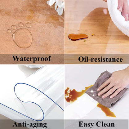 FeelingWarm Clear Table Protector - Oval Clear Vinyl Tablecloth Cover Transparent Plastic Kitchen Waterproof Protector 60x 90 Inch, Oval