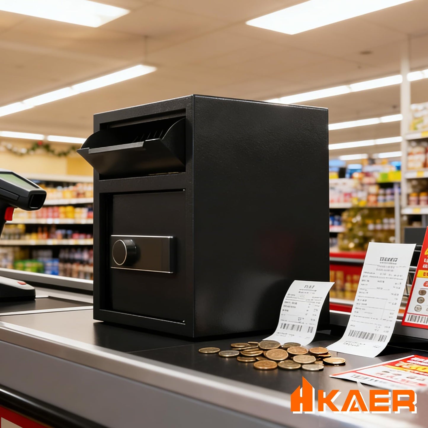2.0 CUB Depository Drop Safe Fireproof, Front Drop Slot Lock Box with Digital Combination and Anti-Fishing, Silent Deposit Safe Box, Security Money Safe for Cash Slips Expense Business Office Home