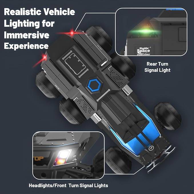Remote Control Car 6-Wheel Drive 2.4GHz 1:12 RC Truck Toy Off Road with Headlights Turn Signal Lights and 2 Rechargeable Batteries Gifts for Kids Adults Age 8+ (Black)