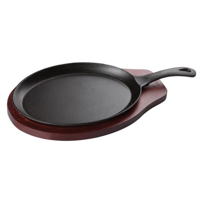 Winco FS-2 2-Piece Cast-Iron Fajita Server Set,Black, Brown,Medium