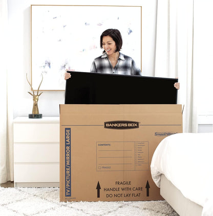 Bankers Box Moving Box - Large 4 Pack for TVs & Mirrors Up to 55" | 48" x 4" x 33" Dimensions