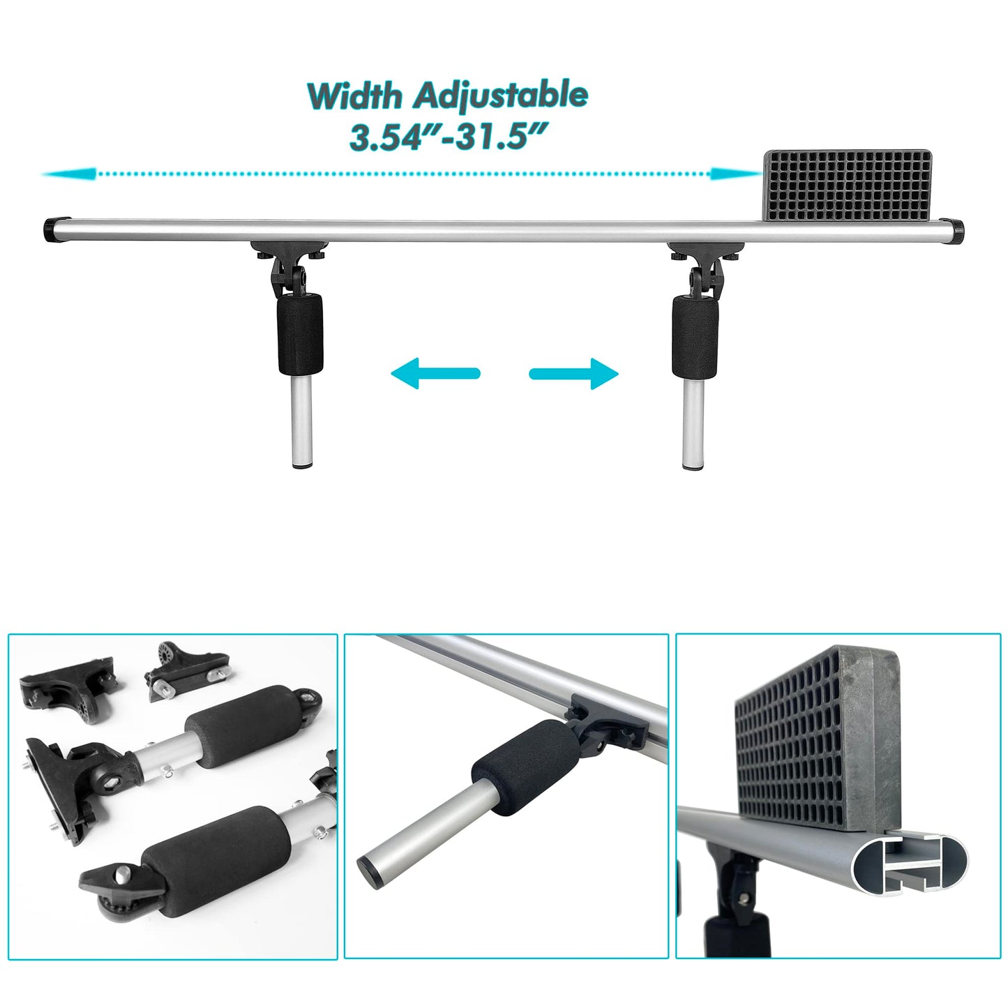 Codinter Kayak Trolling Motor Mount Kit, Kayak Transom Motor Mount for Fishing Kayak 2-in-1 Scupper Holes Kayak Tracks Mount