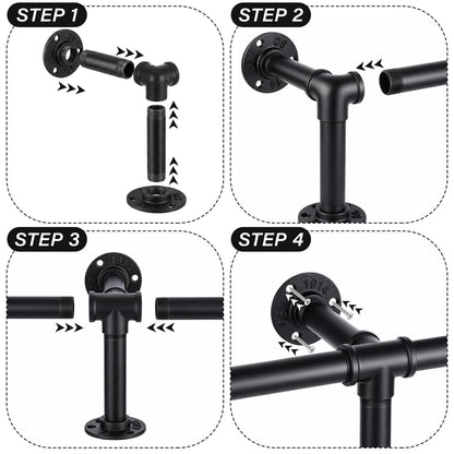 Zonon 8 ft Bar Foot Rail Kit Matte Black Industrial Pipe Railing for Bar Foot Rest Brackets Undercounter Mount Hardware and Tubing Complete Railing Kit for Kitchen Indoor Outdoor