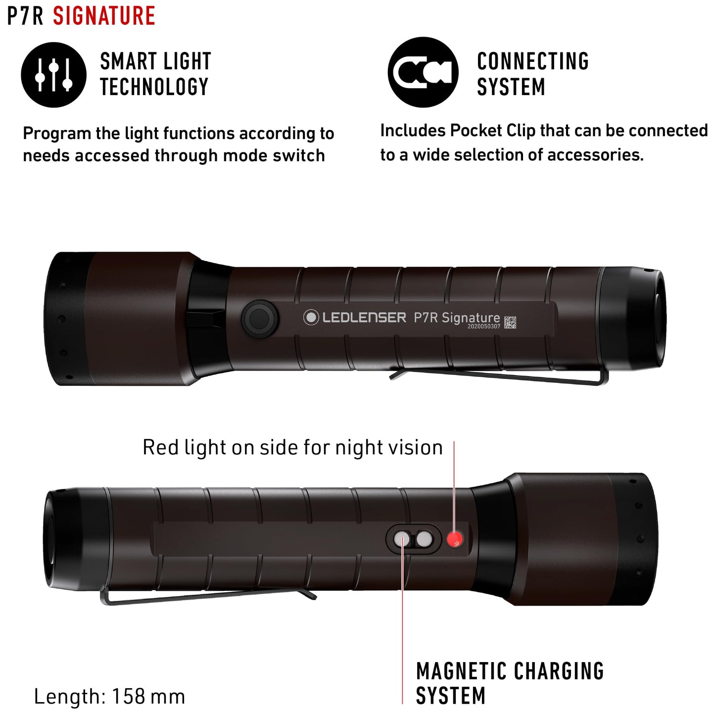 Ledlenser P7R Signature Flashlight - 2000 lm, Aluminum - High Lumens IP68 Waterproof - Adjustable Focus Torch Light - Outdoor Flashlights for Hiking, Camping & Security