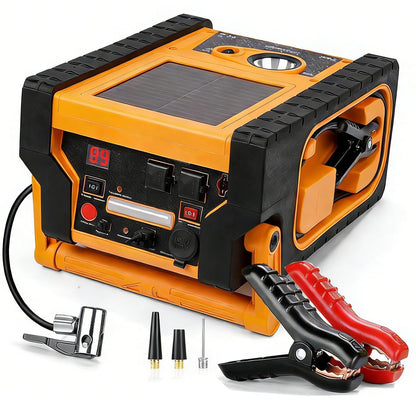 2000A Peak Jump Starter with Air Compressor, Portable Power Station with 400W Inverter, 12V Car Battery Booster for 8.5L Gas/Diesel Engines