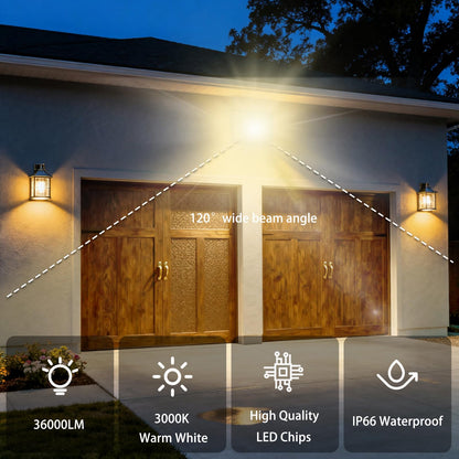 Sunkkes 3 Pack 300W Warm White Flood Lights Outdoor, 36000LM Super Bright Flood Light, Exterior Security Light, IP66 Waterproof Floodlight for Yard,Court, Garden, Workshop,Billboard