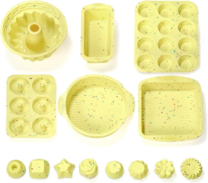 Skiennix 46PCS Silicone Bakeware Set - Versatile Molds for Baking Cakes, Muffins, Donuts & Cupcakes