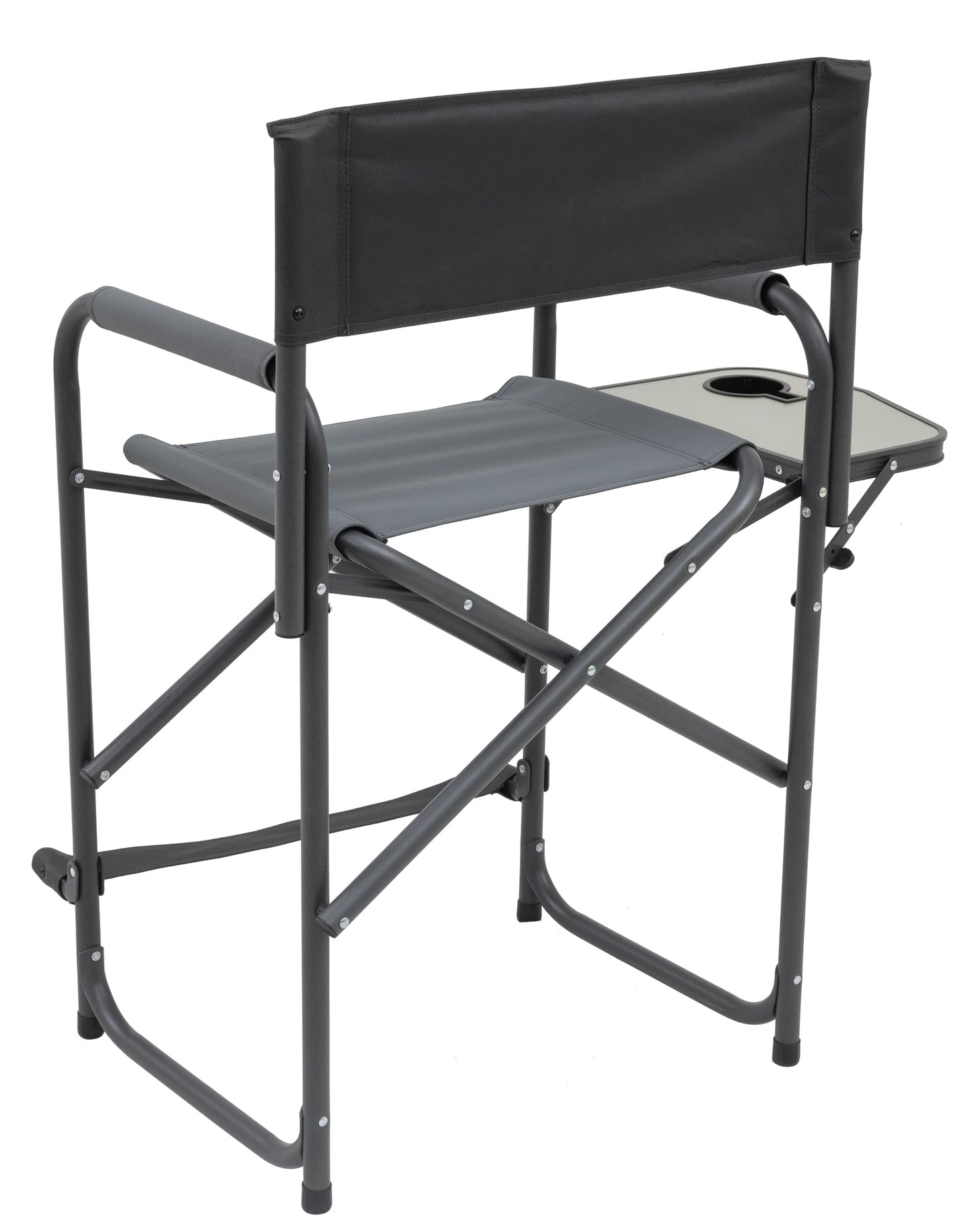 Browning Directors Chair - Outdoor Folding Chairs Made with Durable Fabric and Sturdy Aluminum/Steel Frame, with Extra Tall Seat and Flip-Down Footrest, Plus, Charcoal/Gray