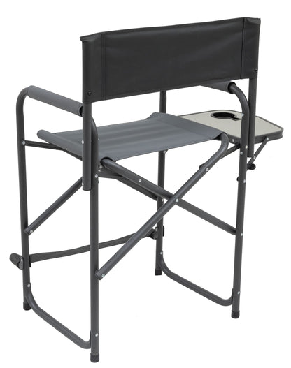 Browning Directors Chair - Outdoor Folding Chairs Made with Durable Fabric and Sturdy Aluminum/Steel Frame, with Extra Tall Seat and Flip-Down Footrest, Plus, Charcoal/Gray