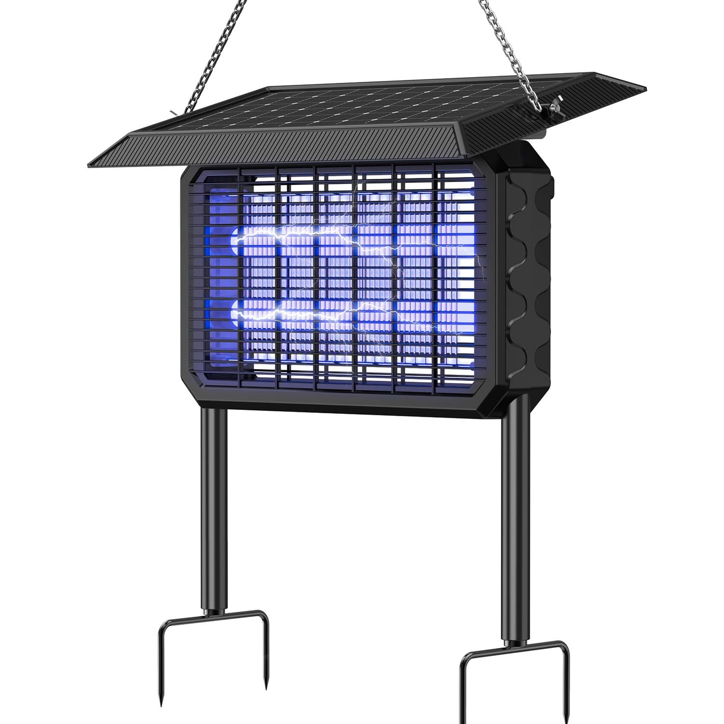 IYZ Solar Bug Zapper Outdoor, Waterproof Mosquito Zapper with Panel Sensor, Rechargeable Electric Bug Zapper Indoor Fly Trap, Camping Essentials for Patio Backyard Garden
