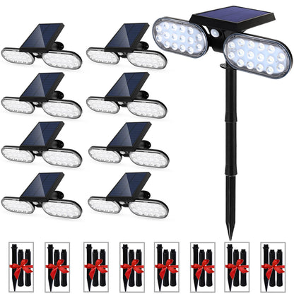 EMANER Motion Lights Solar Powered, Outdoor Flood Lights Stay On or Motion On/Off, Dusk to Dawn Security Solar Light, Covers up to 40ft Distance Landscape Spotlights for Garden Backyard Path, 8-Pack