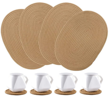 WENFOME Jute Woven Placemats Set of 6, Round Braided Tablemats Natural Jute Handmade Woven Plate Chargers Heat Resistant Non-Slip Potholder for Table Decoration(13 inch)