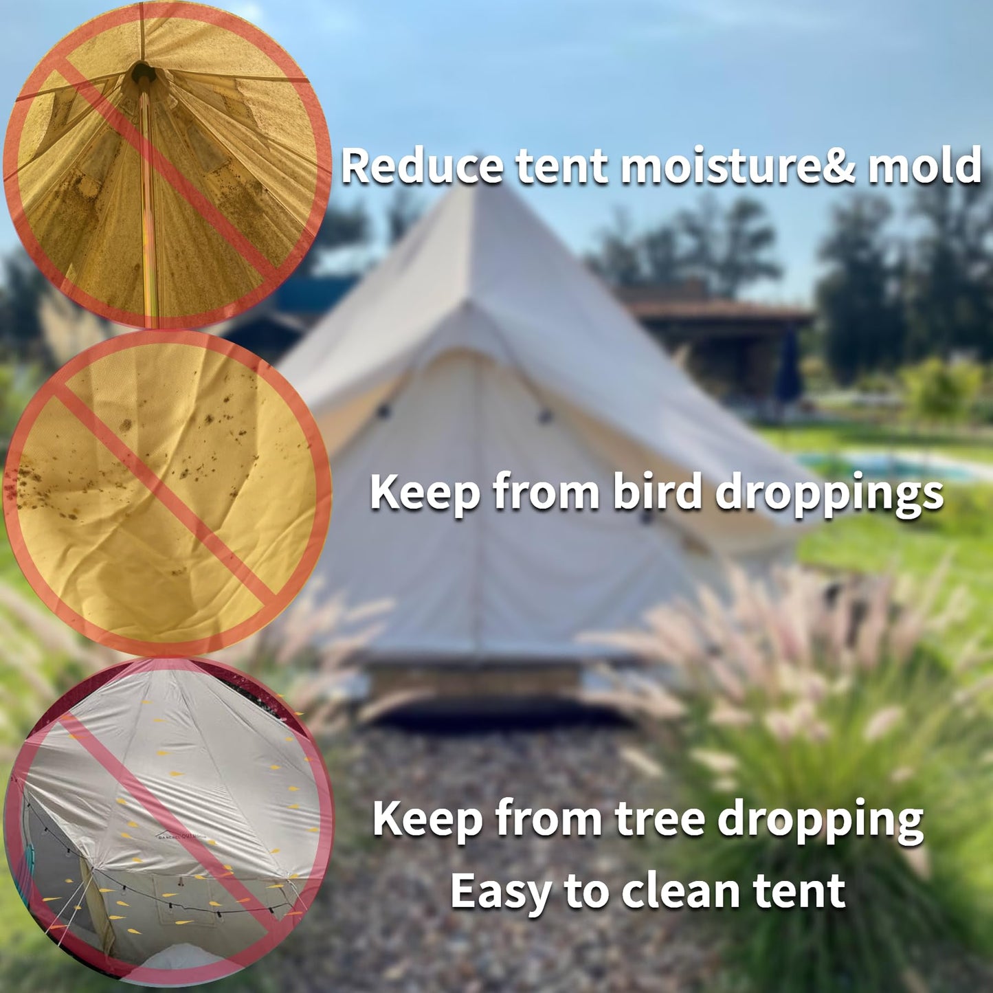DANCHEL OUTDOOR B2A Portable Bell Tent Yurt No Center Pole with 4 Season Waterproof Rain Fly 4 Person Camping Glamping