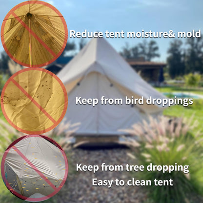DANCHEL OUTDOOR Waterproof Rain Fly for Bell Tent, 4 Season Yurt Tent Rain Cover Protector Tarp Glamping Gears, PU5000mm Lightweight Oxford Polyester, Beige 4m/13ft