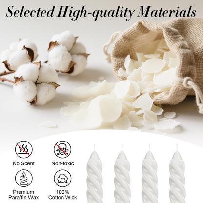 Tobeape White Spiral Taper Candles 10 Inch - 4 Pack Twisted Tapered Candle Sticks - Dripless Unscented Smokeless - Long Burning Decorative White Candlesticks for Dinner Wedding Party Table Home Decor