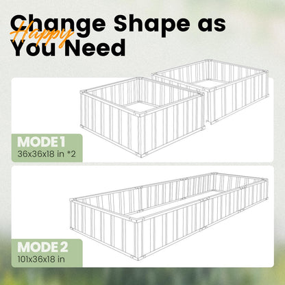 KING BIRD Galvanized Raised Garden Bed with 2 Installation Methods for DIY, 101" x 36" x 18" Heightened Planter Kit Box Outdoor for Deep-Rooted Vegetables, Flowers, Dark Grey