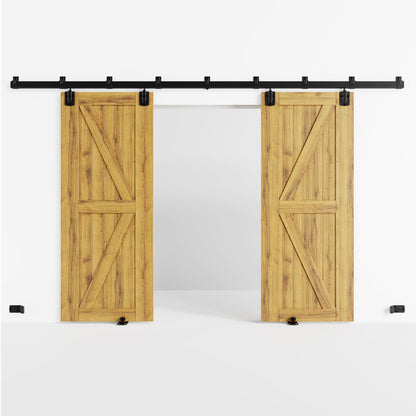 SMARTSTANDARD 16FT Box Rail Hardware - Exterior Barn Door Hardware Kit,Sliding Barn Door Hardware,Heavy Duty Wall Mount Kit,Fit Indoor and Exterior Door,Easy to Install(Widest to 96" Wide Door)