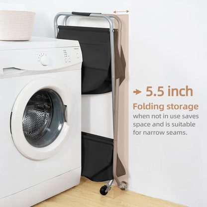 STORAGE MANIAC Outdoor Umbrella Drying Rack + 2 Tier Collapsible Laundry Cart