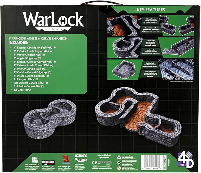 WizKids Warlock Tiles: Expansion – 1 in. Dungeon Angles &amp Curves