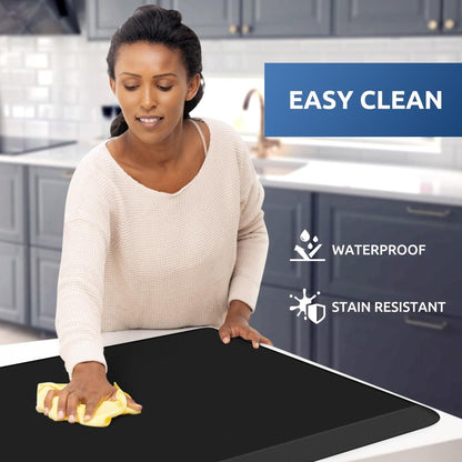 KitchenClouds Kitchen Mat Cushioned Anti Fatigue Rug 30"x108" Water Resistant, Non Slip, Standing and Comfort Desk/Floor Mats for House Sink Office (Black,0.8inch)