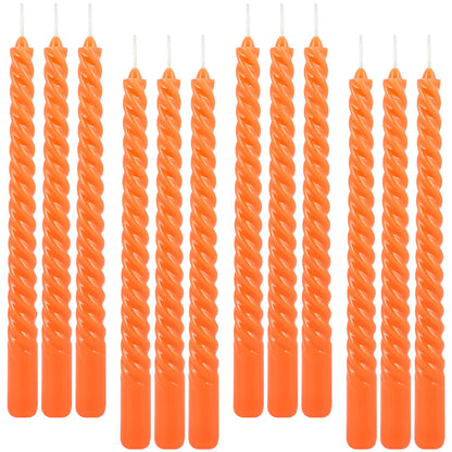 12Pack 10 Inch Orange Spiral Taper Candles?Unscented and Long Burning Dripless Twisted Candlesticks for Home Fall Decor,Gift,Wedding, Birthday,Mother's Day