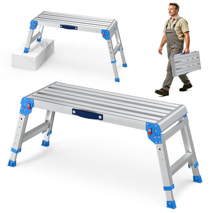 Loyoda Heavy Duty Work Platform, 600 lbs Capacity Folding Work Platform with One-Touch Automatic Fold, 4 Levels Adjustable Height, Portable Step Stool for Home Repair, Painting, Car Wash, Kitchen