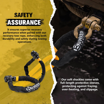 BUNKER INDUST Off-Road Traction Boards Red + 1"×30ft Kinetic Recovery Rope with 2 Soft Shackles Kit