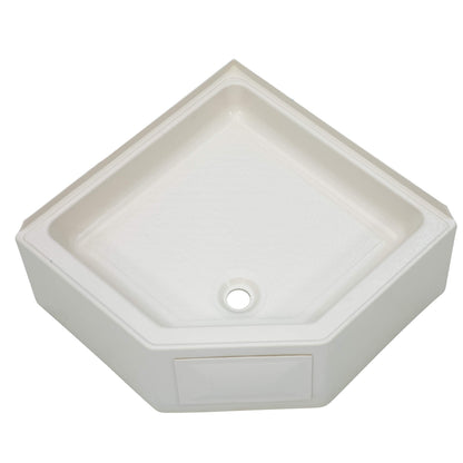 Lippert Replacement 27" x 27" Parchment Corner Shower Pan with Center Drain for RVs, Travel Trailers, 5th Wheels, and Motorhomes - 298087