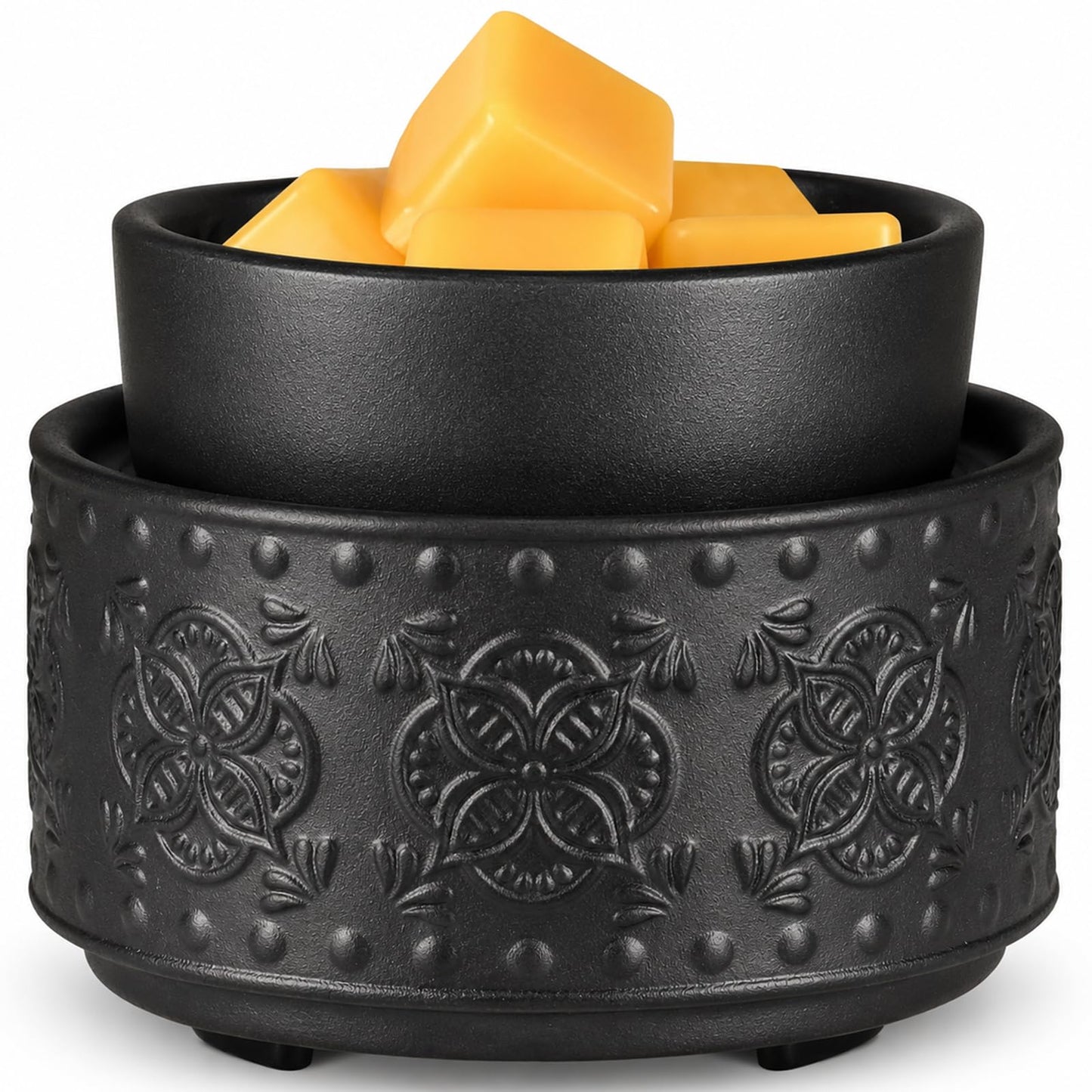 Mocosa Ceramic Wax Warmer Wax Melt Warmer for Scented Wax 3-1 Electric Candle Warmer Home Fragrance Wax Burner Perfect Christmas Gifts for Mom Women(Black-Granular)