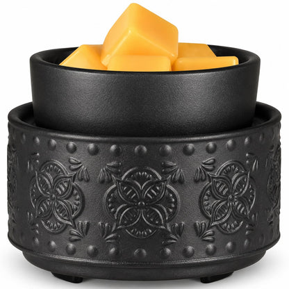 Mocosa Ceramic Wax Warmer Wax Melt Warmer for Scented Wax 3-1 Electric Candle Warmer Home Fragrance Wax Burner Perfect Christmas Gifts for Mom Women(Black-Granular)