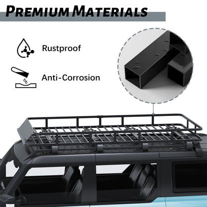 HongTaok 85" x 45" x 6" Universal Roof Rack, Extra Wide Rust-Proof Roof Cargo Basket for SUV, Heavy Duty Steel Rooftop Cargo Carrier, Car Top Luggage Holder 150LBS Capasity, Easy Assembly, Black