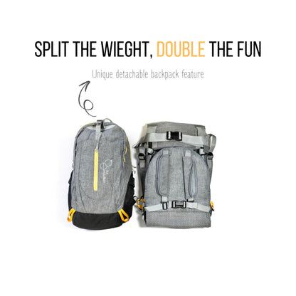 OE Shoulder Hiking Carrier For Child and Toddler 1- 4 years old with Detachable Backpack and Sunshade, Foldable Frame, Compact, Perfect for Day Hiking