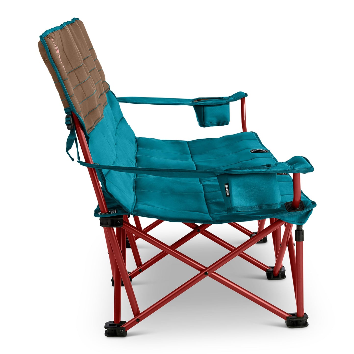 Kelty Lowdown Couch - 3 Person Capacity Camping Chair, Extra Large and Sturdy Bench for Campsites, Soccer Games, and Backyard Parties, with Cup Holders|Arm Rest, Polyester, Deep Lake/Fallen Rock