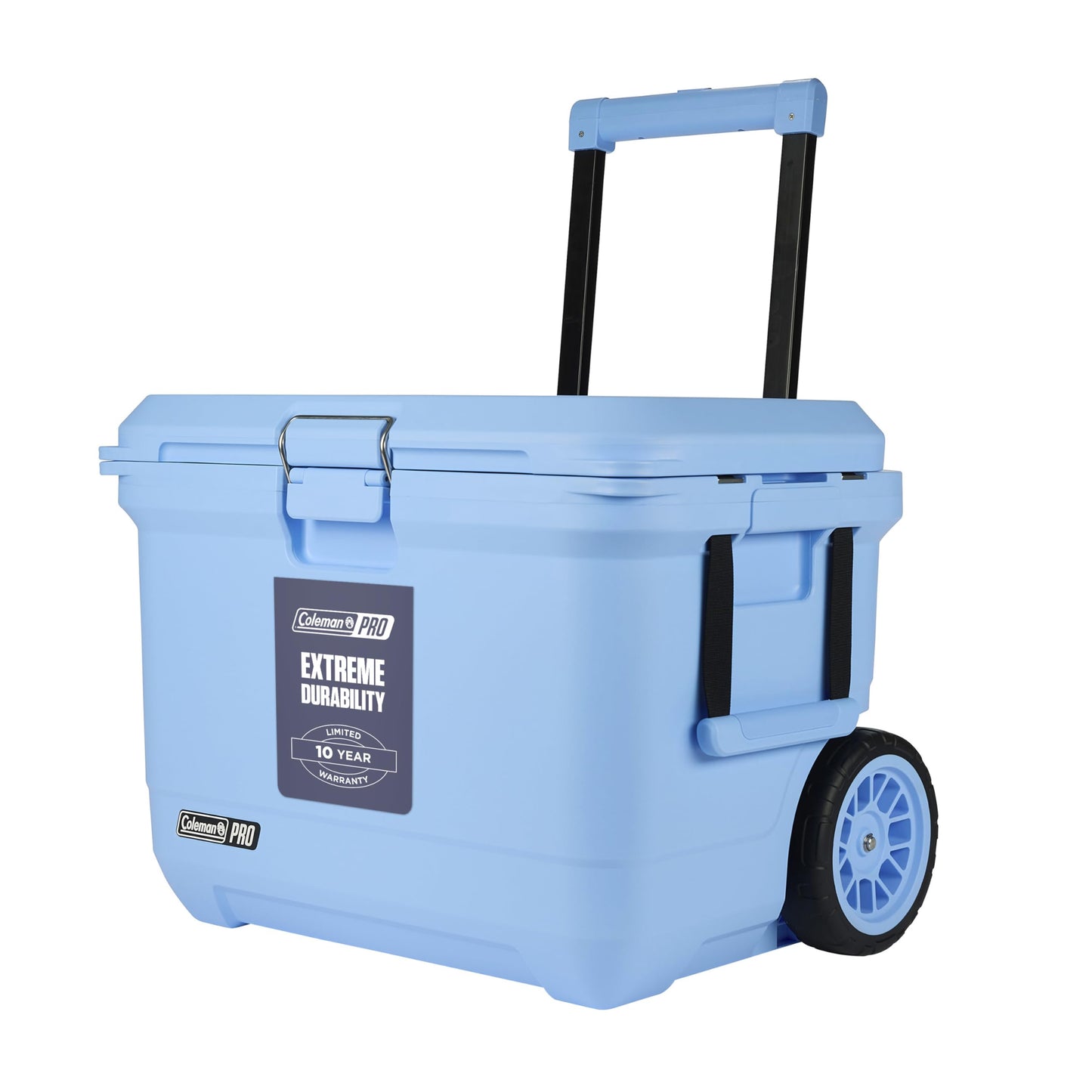 Coleman Pro Heavy-Duty 55qt Wheeled Ultra-Light Premium Hard Cooler, Extra-Thick Insulation Keeps Ice up to 5 Days, 92-Can Capacity, Heavy-Duty Wheels