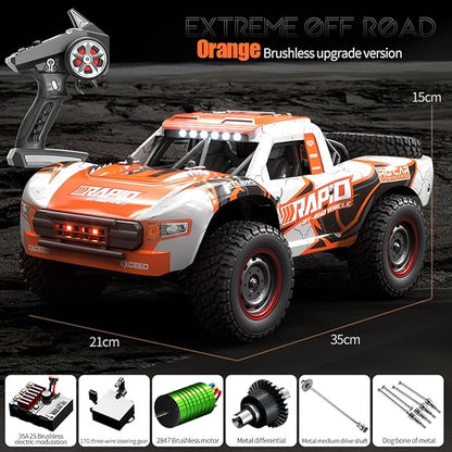 1:14 RC Cars 70 KMH High Speed Brushless Remote Control Car All Terrain Fast Trophy Truck for Adults Teens Boys 4WD Off-Road Hobby RC Buggy 50 Mins Play Short Course RC Monster Truck (RTR)